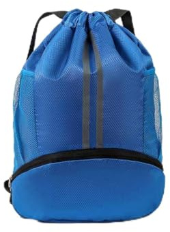 Ruayia Turnbeutel Sportbeutel Fußballtasche, Sportrucksack mit Breit Kordelzug Netztasche Ball-Fach, Aussentasche Verstellbar Tunnelzug Gymsack für Damen Herren