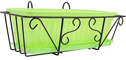 OFFSCH 1ensemble Pot De Rectangulaire Suspendu avec Support pour Balcon Et Jardin Pot De Plantes Recyclable avec Drainage Et Résistance