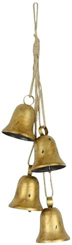 Weihnachtsglotz -Ornamente Gold Vintage Messingglocken mit Jute -Seil zum hängen robusten Weihnachtsglocken -Ornamente für Weihnachtsbaumwäsche -Türdekorationen