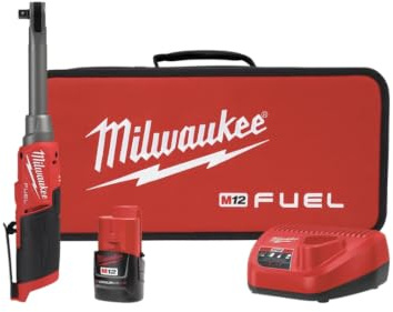 Milwaukee M12 Fuel Hochgeschwindigkeits-Ratsche, 0,95 cm (3/8 Zoll), erweiterte Reichweite, max. Drehmoment, 10,7 m, Rot