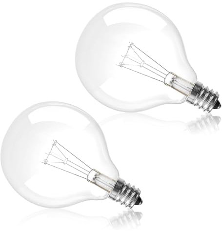 Miawtro 2PCS Salt Lamp Bulb, 240v 25w E12 Base Wax Burner Bulbs, G50 Resistance 300℃ 2700k Scentsy Light Bulb for Wax Warmer, Dimmable E12 Screw Bulb for Full Size Warmer