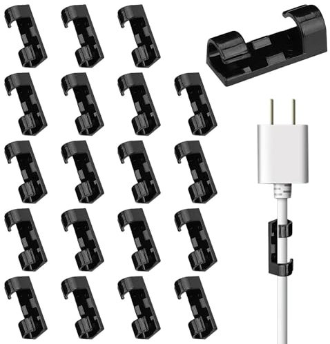 Cable Organizer Clips - Set of 20pcss No Drilling Cord Management, Cable Holders for Cords, Desktop Wire Clamps for Organizing USB Cables, Cables, Keyboard Cables