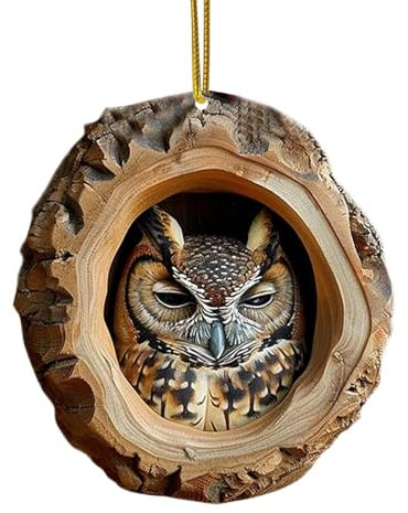 Eule Weihnachtsbaum Anhänger, Weihnachten Tier Dekor, Weihnachtsbaumschmuck 2D Anhänger, Weihnachtsbaumschmuck, Niedliche Weihnachtsdeko Tiere Anhänger, für Wohnzimmer Schlafzimmer (A)