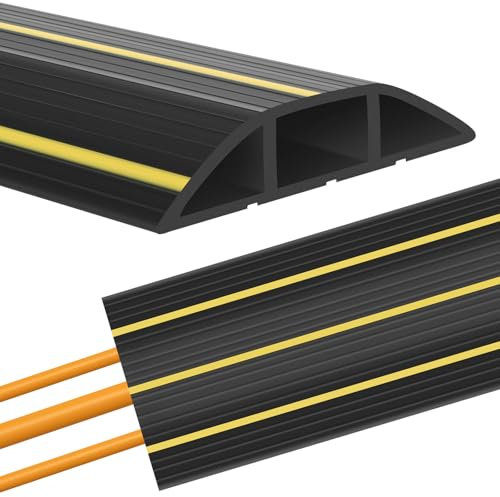 1.5M Floor Cable Cover Outdoor Cable Protector Rubber Floor Wire Covers 3 Cord Channels Floor Cable Tidy