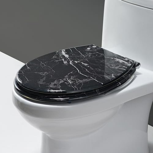 Unikicool Klodeckel,Toilettensitz Aus Kunstharz,Polyresin Toilettensitz,WC Sitz Mit Absenkautomatik,Abnehmbarer Toilettensitz,Harz-Toilettendeckel Mit Schnellverschluss,Für U/V/O-Typ