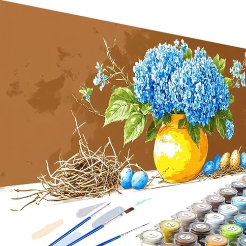 Wanziho Blume Malen Nach Zahlen Erwachsene Kinder Anfänger DIY Laub Handgemalt Ölgemälde auf Leinwand Kit für Home Deko oder Geburtstag Geschenk mit Farbe und Pinsel, 60x120cm Ohne Rahmen B-c