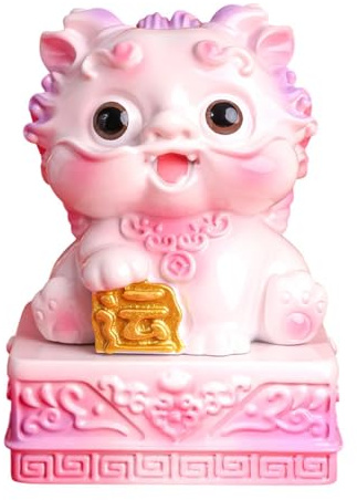 Baoblaze Pi Yao Jade Figur, Kunstharz Statue für Fengshui Und Deko, Rosa B