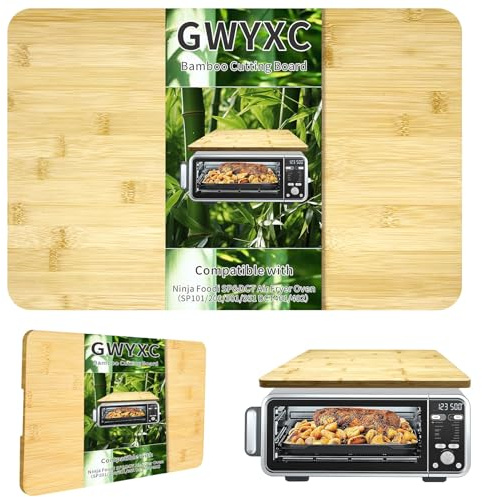 GWYXC Bamboo Cutting Board for Ninja Foodi 8-in-1 Flip Mini Oven Accessories, 45x30.5cm Fits SP101UK Models, Heat Resistant with Non-Slip Silicone Feet & Handle Groove
