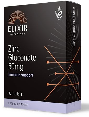 Zinc Gluconate Tablets | Supports Normal Immune System Function | Highly Absorbable Form of Zinc | Contributes to Metabolism & Cellular Protection | Daily Supplement | 30 Vegan Tablets | UK Made