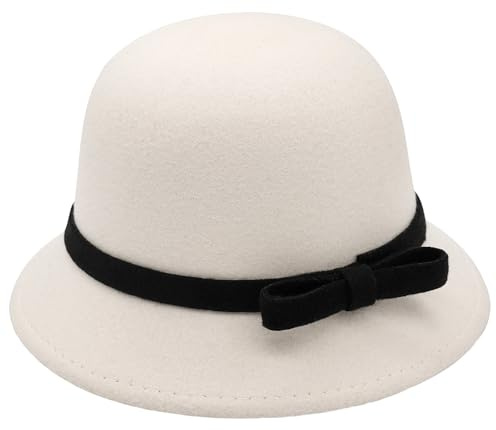 BAOKELAN Damen Filzglocke, Vintage-Stil, Bowler-Hut