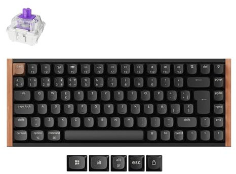 Keychron K2 HE Teclado mecánico inalámbrico, 75% de diseño 2,4 GHz/Bluetooth/cableado, interruptores magnéticos Gateron, QMK programable para Mac Windows, Marco de Madera - Negro(ES Layout)