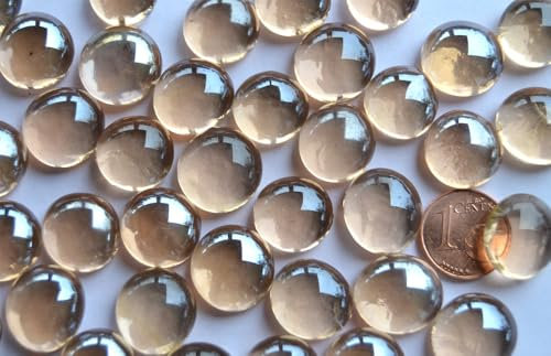 Bazare Masud 100g. Glasnuggets 13-15mm transparent ca. 35 St. Muggelsteine Manche irisierend Dekosteine (rosa)