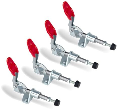 POWERTEC 4PK Toggle Clamp, 100lbs Holding Capacity, 301A Quick Release Push/Pull Clamp for Woodworking Jigs and Fixtures, Pocket Hole Jigs, Welding, Crosscut Sled, CNC (20323-P2V)