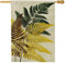 Bandiera da giardino con foglie di felce, decorazione autunnale botanica gialla e verde, stile rustico autunnale, bandiera su entrambi i lati, per esterni, prato, decorazione per la casa, 71 x 101 cm