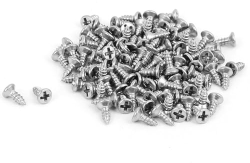 TA-VIGOR M1.4 x 4mm Wood Screws, 100Pcs Self Tapping Screws | Screws with Flat Head Phillips Drive, stainless steel Countersunk Screws for Furniture, Woodworking, Cabinet Repair