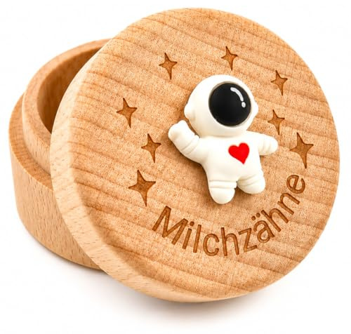 QZKJQDD Milchzahndose, Zahndose Milchzähne Jungen,Zahndose Milchzähne Mädchen,Bedruckt mit 3D-Astronaut-Niedlichem Motiv Milchzahndose,Kreative Tauf-und Geburtstagsgeschenke für Frischgebackene Eltern