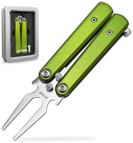 Arttodo Golf Divot Repair Tool, Stainless Steel Foldable Divot Tool Golf Divot Tool with Bottle Opener, Golf Accessories for Men and Women
