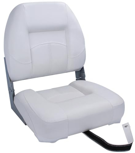 Bootssitz, klappbar weiß Polstersitz Steuerstuhl Pilotensitz Kajütsitz | Kunstleder | Strapazierfähig | Ergonomisch | Waschbar | UV-beständig | Salzwasserbeständig | Für längere Fahrten & Marine