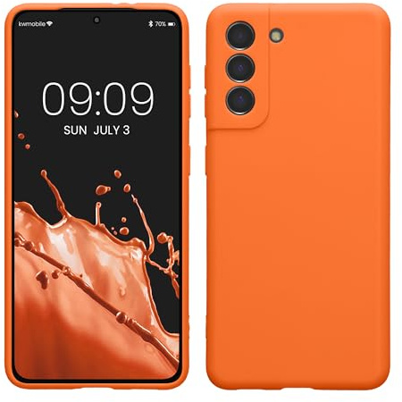 kwmobile Handyhülle für Samsung Galaxy S21 Hülle - weiches Handy Silikon Case - Schutzhülle Cover - Fruity Orange