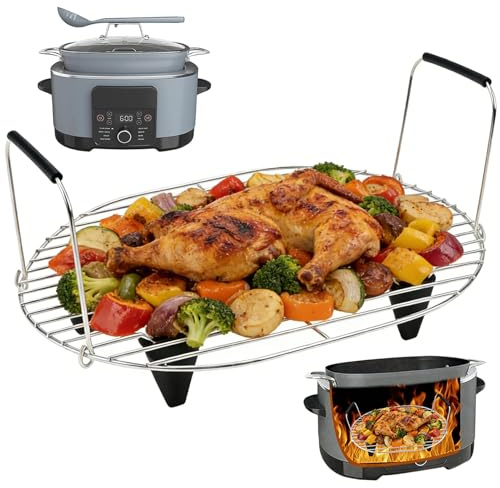 Steam and Roasting Rack for Ninja Foodi PossibleCooker 8L MC1001UK | Stainless Steel Grill Steamer Stand with Silicone Protected Feet Handles, Accessories for Ninja Crockpot Slow Cooker