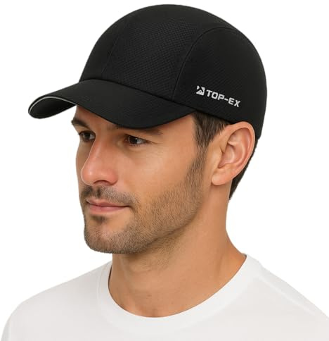 TOP-EX Herren Kappe Große Größen XXL/3XL – Kühlende Mesh Laufkappe für Große Köpfe, Sommer UV-Schutz Baseball Cap Atmungsaktiv, Faltbar & Verstellbar, Schwarz XXL/3XL