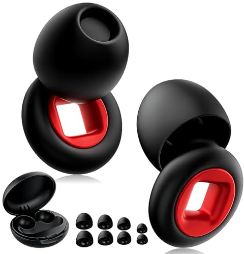 Ear Plugs Wind Noise,45db Earplugs Riding,Motorcycle Hearing Protection,Reusable Wind Noise Cancelling Earplug for Motorbike,Touring,Racing,Riding,Sleep,Concerts (Black and Red)