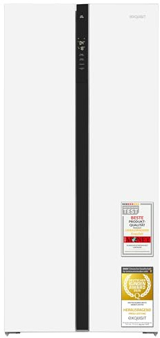 Exquisit Side-by-Side Kühlschrank SBS39-440E - No Frost Kühl-Gefrierkombi | 372 Liter Nutzinhalt, Energieklasse E, 41 dB leise, digitale Steuerung, LED-Licht & Türalarm, weiss