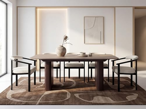 WFL GROUP Ausziehbarer Rechteckiger Esstisch – XXL Modernes Design mit Braunem Metallgestell – für 8-12 Personen, 180 x 90/280 cm – Kaschmir