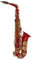 Roy Benson Eb-Alt Saxophon AS-202R (Premium Messing-Korpus & Hoch F#-Klappe, inkl. Mundstück, Putztuch & Tragegurt, im leicht transportierbaren Rechtecketui, mit praktischer Rucksackgarnitur), rot
