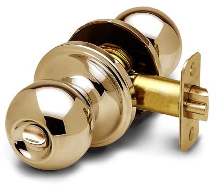 Copper Creek Privacy Interior Door Knob – ANSI Grade-3 Certified, Modern Heavy Duty Handle, Easy Install and Reversible for Bedroom, Bathroom & Closets – Polished Brass (1 Pack)