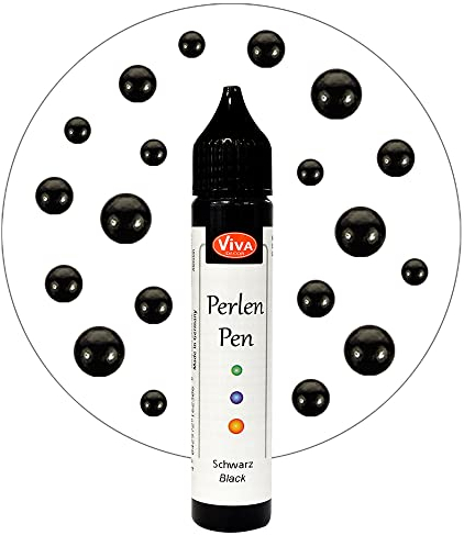 Viva Decor®️ Perlen Pen (Schwarz, 28 ml) 3D Pearl Pen - T Shirt Marker zum Bemalen von Stoff und Textilien - Deko Farben - Stifte Perlen - Made in Germany