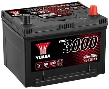 Yuasa YBX3111 12V 50Ah 530CCA Sealed Maintenance Free High Performance Car Battery | 12V, 50 Ah Capacity, 530 CCA, Up to 30,000 Starts, Rollover-Proof Lid