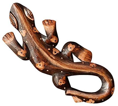Wogeka Schönes 20 cm Gecko Wand Relief Holz Tier Handarbeit Bali Gecko07.20