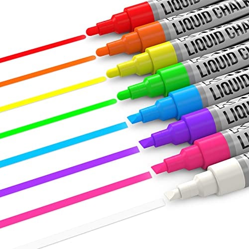 Kassa Kreidestifte für Fenster und Tafel (10 Neon Farben) – Abwaschbare Kreidemarker geeignet für Fenster, Window Color, Glas, Tafel und Spiegel – Ungiftige Farbe
