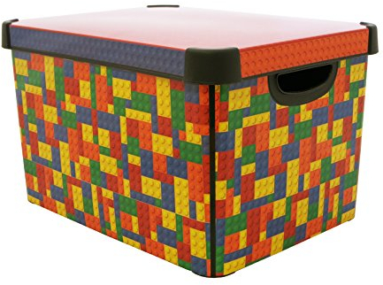 Curver Stockholm Lego Blocks Kitchen, Living room, Bathroom, Bedroom, Utility Large Rectangular Deco Storage Box 22 Litres - Multi Colour