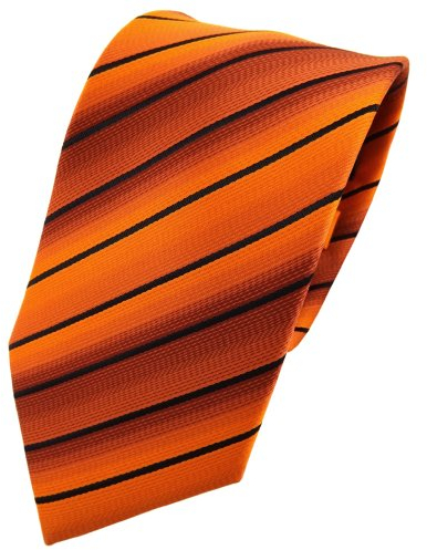 TigerTie Designer Krawatte in orange reinorange schwarz gestreift