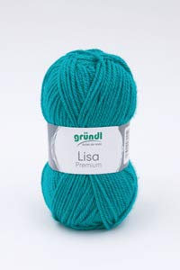 Gründl 5er Packung Wolle LISA Premium uni, 50gr, 100% Polyacryl,Bastelgarn,Strickgarn,Handarbeitswolle (49 petrol)