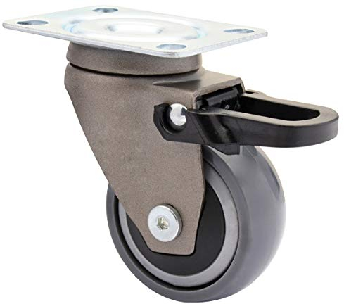 WAGNER Design - 3C - Lenkrolle/Apparaterolle/Transportrolle/Möbelrolle - grau, Softlauffläche, Durchmesser Ø 50 mm, Total-Feststeller, Kugellager, Tragkraft 50 kg - 01235301