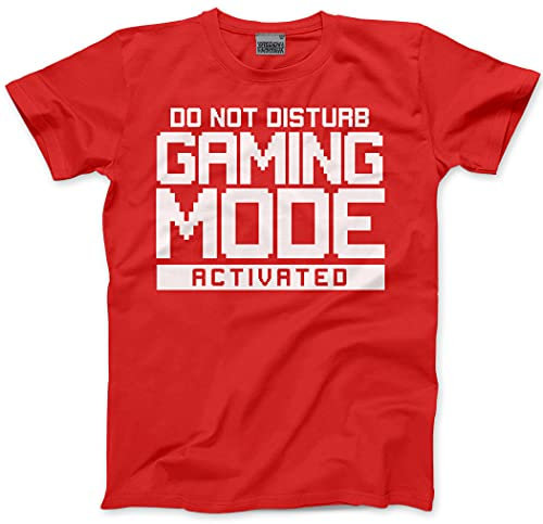 HotScamp Do Not Disturb Gaming Mode Activated Unisex Childrens Kids T-Shirt - Gamer Console Teen Online Games Addict 9-11 Years red