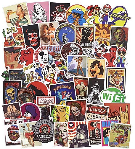 Retro Stickers for Laptops, 100 Pack Trendy Aesthetic Waterproof Vinyl Sticker Patches for Snowboard Bicycle Motorcycle Car Bumpers, Great Gift Choice for Kids Teens Boys Girls Toddler Adult Lover