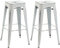 CLP 2er Set Barhocker Joshua I Stapelbare Tresenhocker aus Metall I Barstühle mit Fußstützen I Sitzhöhe 76 cm I Stapelhocker, Farbe:antik weiß