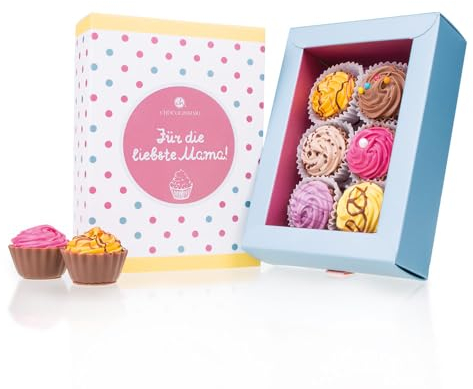 CHOCOLISSIMO - Geschenk Mama - Muttertag Süßigkeiten - Schokolade Geschenk für Mutter - 6 Cupcake Pralinen - Geschenkidee Geburtstag, Jahrestag, Weihnachten für Mutti, Schwiegermutter