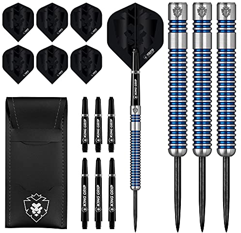 KOTO - Sting Blue Electro 90% Darts 22 G, Blau, Darts Set inkl. 3 Barrels,Flights + Shafts & Dartwallet, Fester Ringgrip