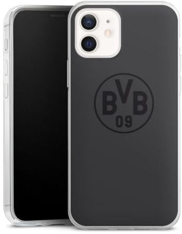 Slim Case kompatibel mit Apple iPhone 12 Silikon Handyhülle transparent Hülle extra dünn Borussia Dortmund Logo BVB