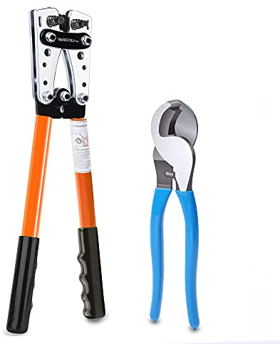 Yangoutool Pince à sertir pour câble de batterie 6–50 mm², outil de sertissage pour câble de câble avec pince coupe-câble pour 10,8,6,4,2 et 1/0 AWG
