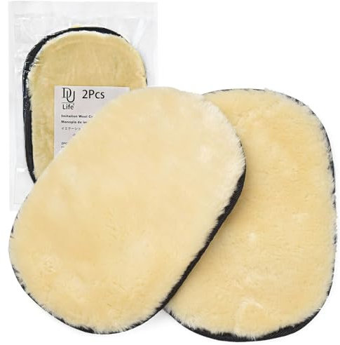 DU Life Gant de Lavage Voiture, 2pcs Laine Car Wash Mitts Set, Gants de Nettoyage Auto, Accessoires de Lavage pour Voiture, Séchage Rapide sans Rayures (Jaune)