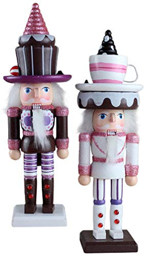 NUOBESTY 2pcs Walnut Soldier Puppet Christmas Nutcracker Puppet Wood Handmade for Tabletop Christmas Decorations Random