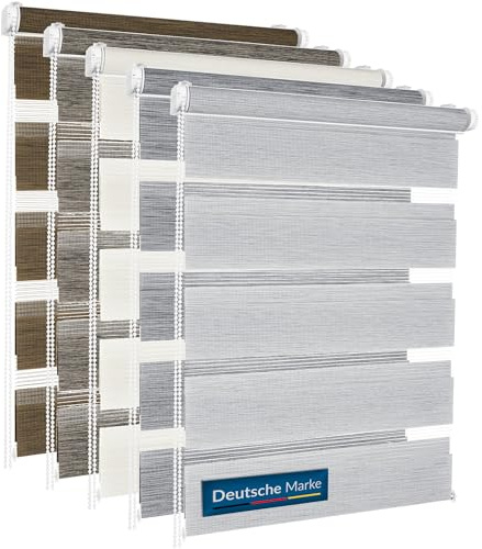 TEXMAXX® Doppelrollo Klemmfix ohne Bohren - 50 x 150cm (Stoffbreite 46 cm) - Leinen Hell-Braun/Rollos für Fenster ohne Bohren/Fensterrollo innen ohne Bohren/Doppelrollo ohne Bohren inkl. Zubehör