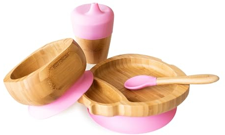 eco rascals 793591755809 Plato Infantil, Bambú, Rosa