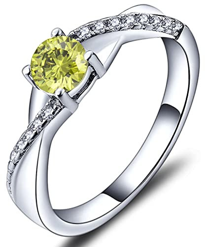 YL Verlobungsring August Birthstone Peridot Grün Zirkonia Criss Cross Infinity Solitaire Ehering für Frauen Braut (Größe 49)